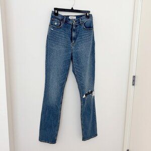 Abercrombie & Fitch The 90s Slim Straight Ultra High Rise Distressed Jeans